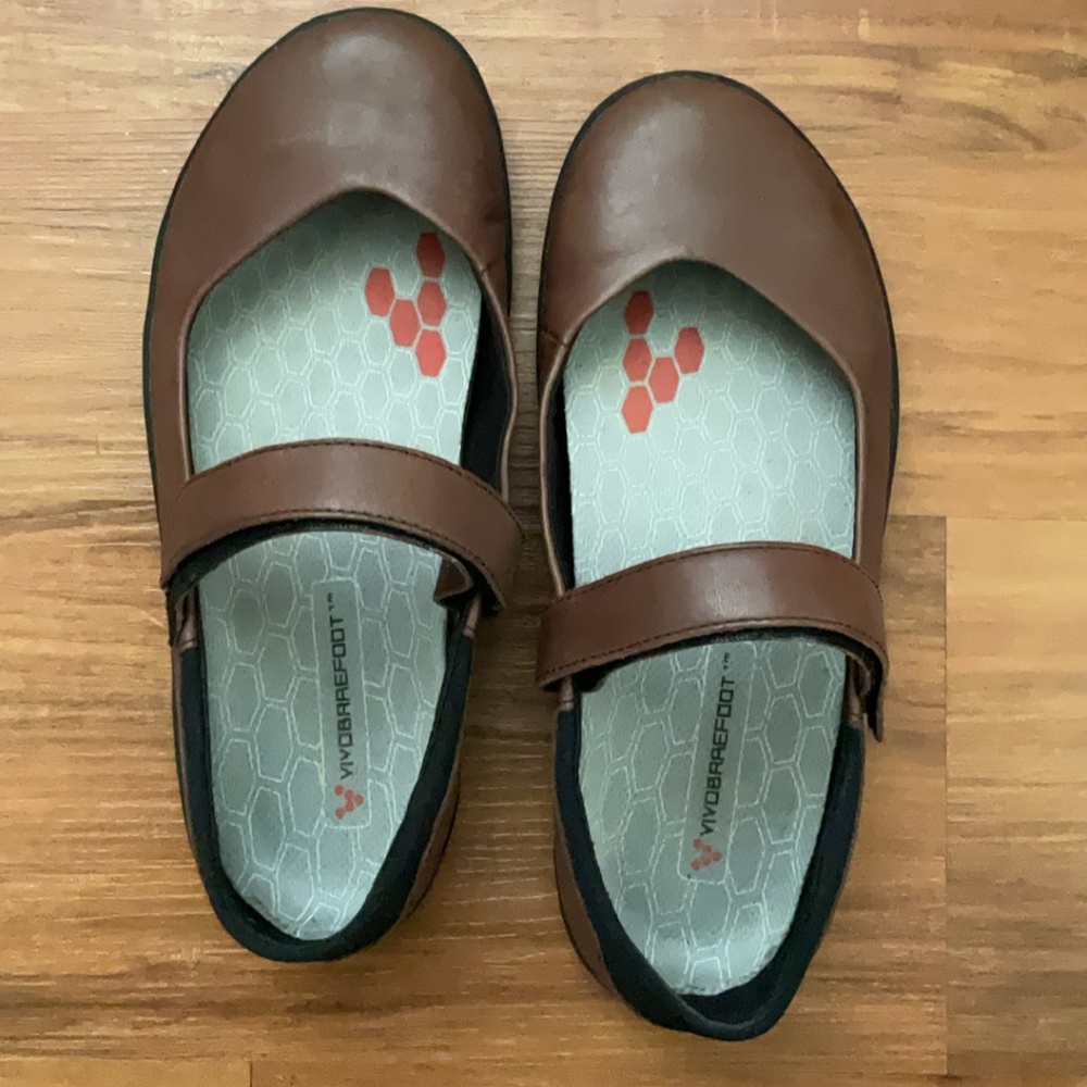 Vivobarefoot Brown Mary Jane Leather Minimalist Shoes Size 37 / 7